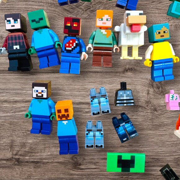 LEGO Minecraft Minifigure Lot Steve Alex Zombies Creeper Mobs Tools Weapons TNT - Picture 3 of 6